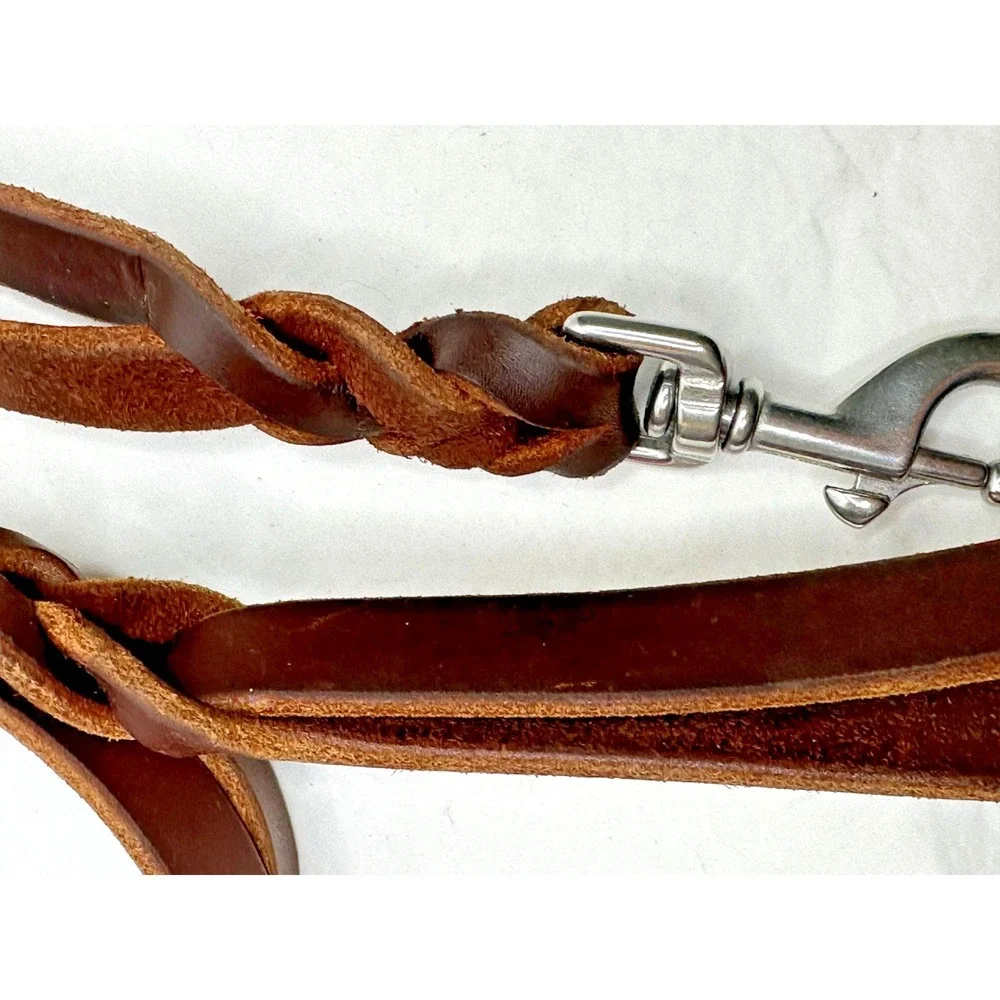 Genuine Leather Dog leash Braided Oiled Heavy Duty 61 in